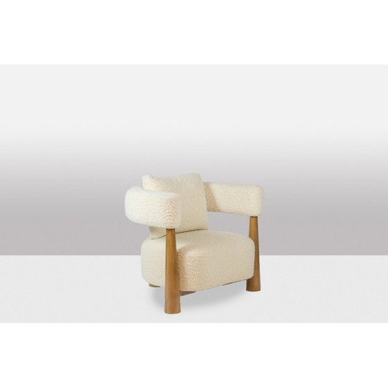 Image 1 of Pair of vintage "bean" armchairs in blond beech, Italy