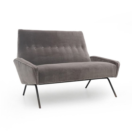 Image 1 of Vintage 2-seater sofa in upholstered wood and metal by Felice Rossi, Italy 1950