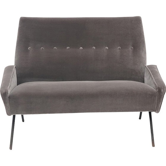 Image 1 of Vintage 2-seater sofa in upholstered wood and metal by Felice Rossi, Italy 1950