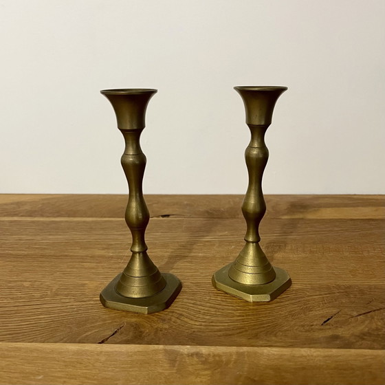 Image 1 of Pair Of Brass Candlesticks