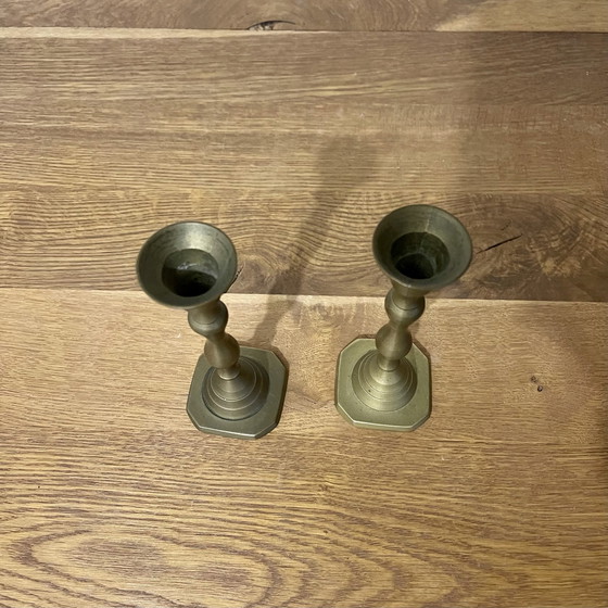 Image 1 of Pair Of Brass Candlesticks