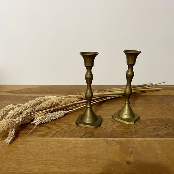 Image 1 of Pair Of Brass Candlesticks