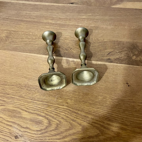 Image 1 of Pair Of Brass Candlesticks