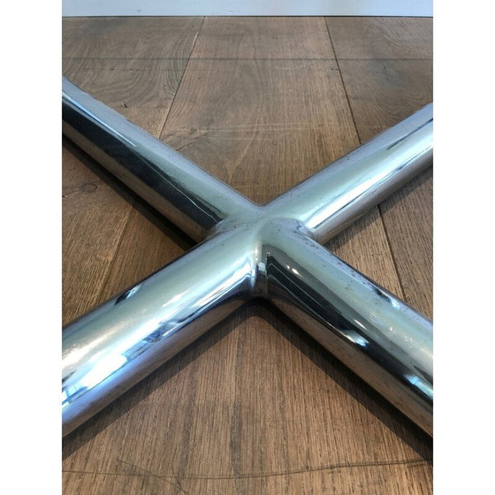 Image 1 of Vintage chrome coffee table with glass top