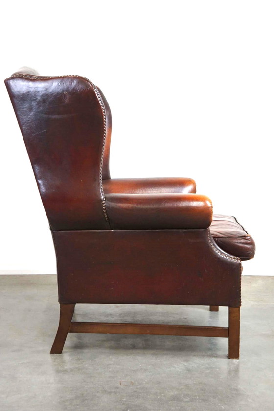 Image 1 of Fauteuil à oreilles en cuir de mouton