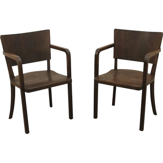 Image 1 of Pair of vintage bentwood desk armchairs, Czechoslovakia 1950s