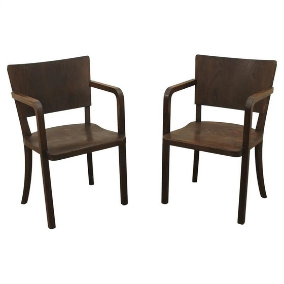 Image 1 of Pair of vintage bentwood desk armchairs, Czechoslovakia 1950s