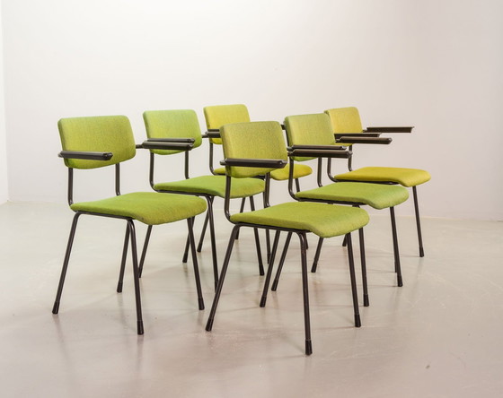 Image 1 of Dutch Design Vivid Green Gispen Dining Chairs Model 1235 By André Cordemeyer. Set Of 6. The Netherlands, 1960S.