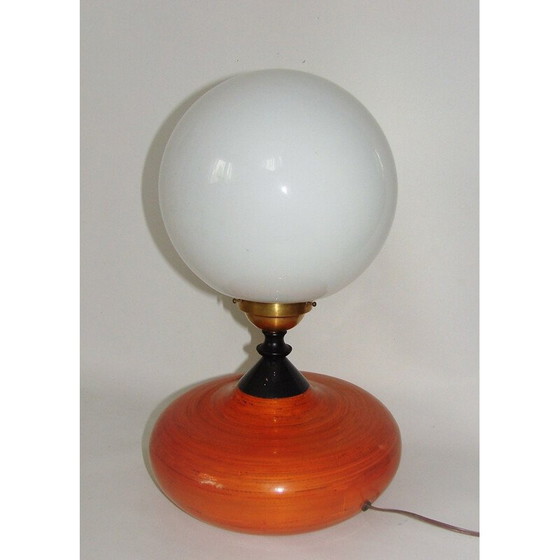 Image 1 of Lampada vintage in ottone e legno, anni '70