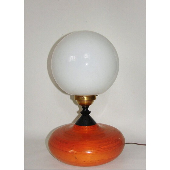 Image 1 of Lampada vintage in ottone e legno, anni '70
