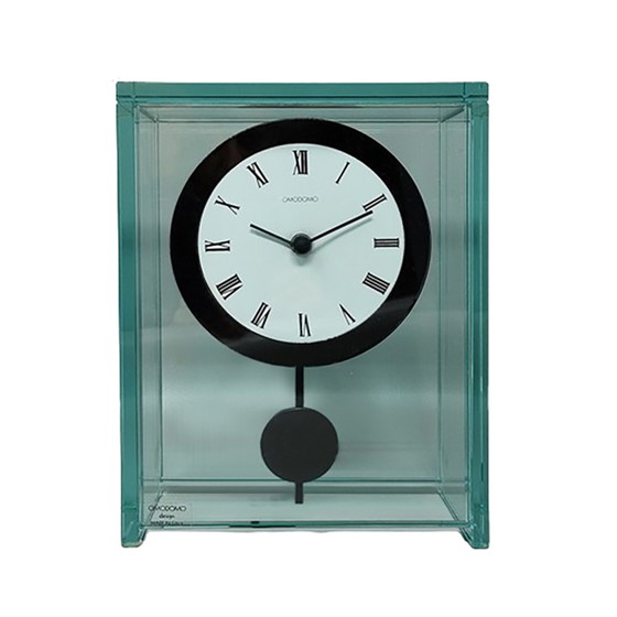 Image 1 of Horloge pendulaire étonnante des années 1970 par Omodomo en cristal. Fabriquée en Italie