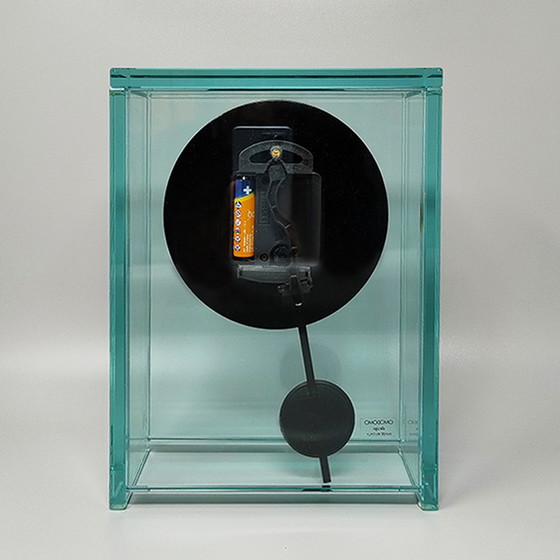 Image 1 of Horloge pendulaire étonnante des années 1970 par Omodomo en cristal. Fabriquée en Italie