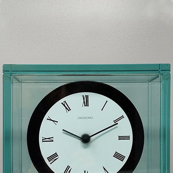 Image 1 of Horloge pendulaire étonnante des années 1970 par Omodomo en cristal. Fabriquée en Italie