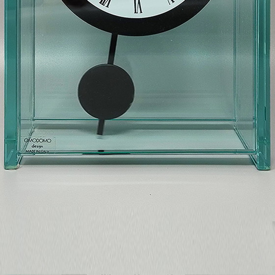 Image 1 of Horloge pendulaire étonnante des années 1970 par Omodomo en cristal. Fabriquée en Italie