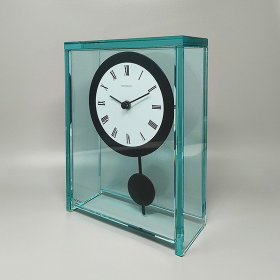 Image 1 of Horloge pendulaire étonnante des années 1970 par Omodomo en cristal. Fabriquée en Italie