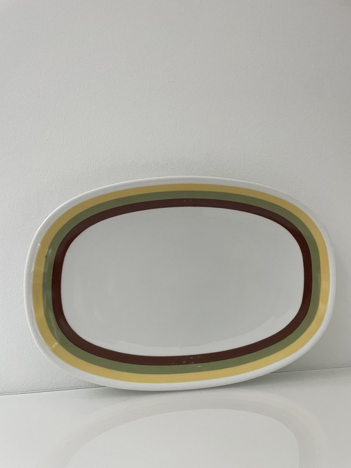 Bowl Retro With Yellow-Green-Brown Pattern