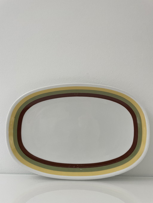 Bowl Retro With Yellow-Green-Brown Pattern