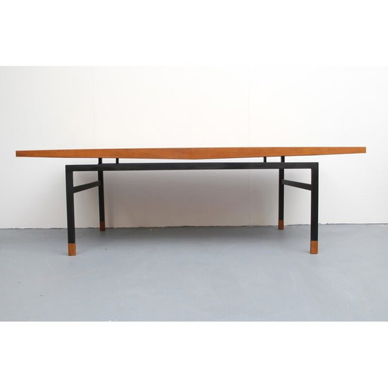 Image 1 of Vintage walnut and metal coffee table, Germany 1960