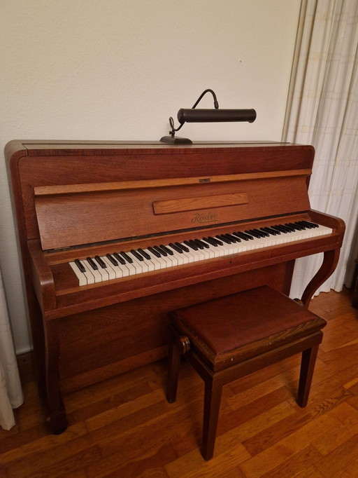 Wooden Brown Rösler Piano Incl. Lamp And Adjustable Stool