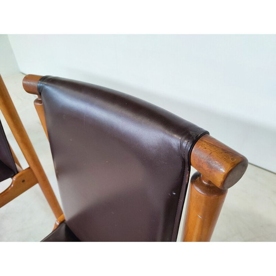 Image 1 of Set of 6 mid-century leather dining chairs by Ilmari Tapiovaara, 1970s