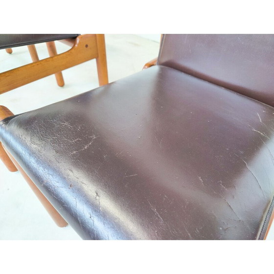 Image 1 of Set of 6 mid-century leather dining chairs by Ilmari Tapiovaara, 1970s