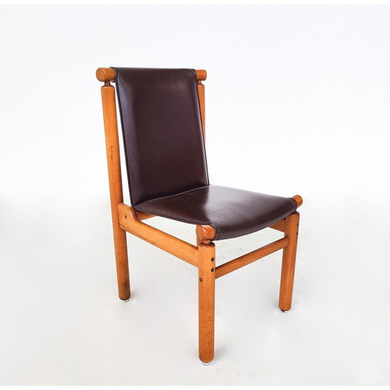 Image 1 of Set of 6 mid-century leather dining chairs by Ilmari Tapiovaara, 1970s