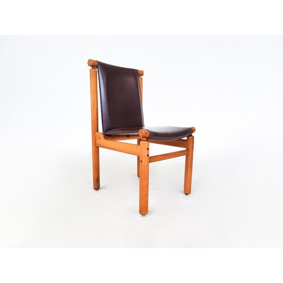 Image 1 of Set of 6 mid-century leather dining chairs by Ilmari Tapiovaara, 1970s