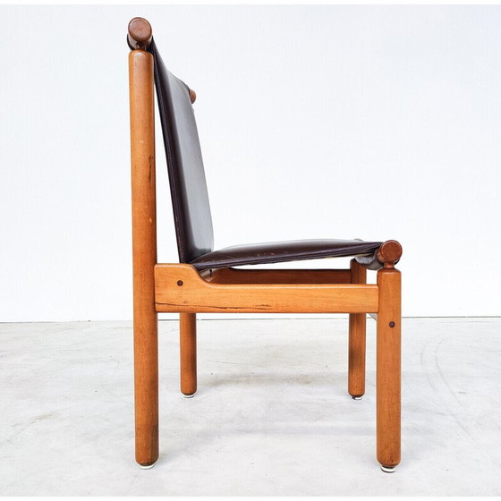 Image 1 of Set of 6 mid-century leather dining chairs by Ilmari Tapiovaara, 1970s