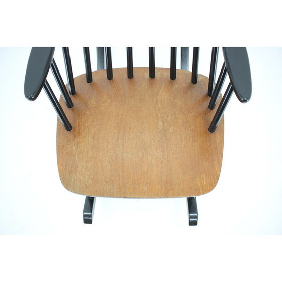 Image 1 of Sedia a dondolo vintage in legno di faggio di Varjosen Puunjalostus, Finlandia anni '60