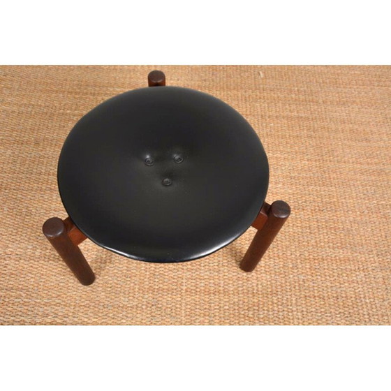 Image 1 of Vintage leather stool by Uno & Osten Kristiansson, 1960s