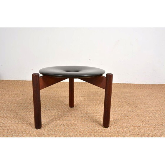 Image 1 of Vintage leather stool by Uno & Osten Kristiansson, 1960s