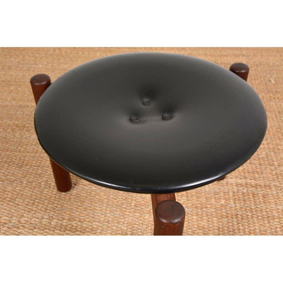 Image 1 of Vintage leather stool by Uno & Osten Kristiansson, 1960s
