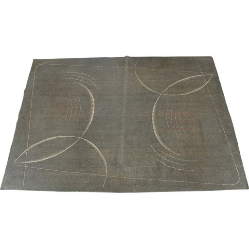 Alfombra vintage de lana Bauhaus, Checoslovaquia, 1940