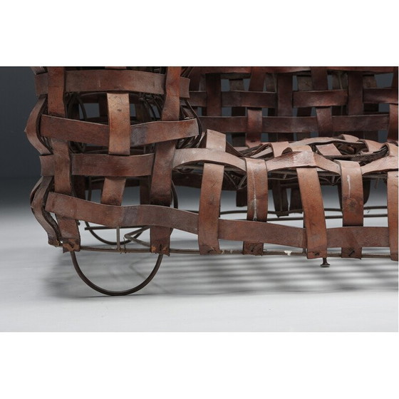 Image 1 of Vintage sculptural woven leather sofa, 1950s