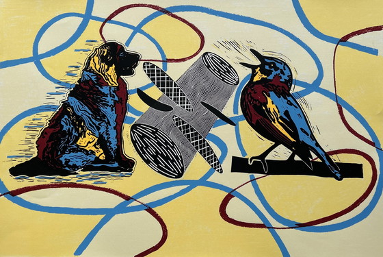 Image 1 of Silkscreen Hans Wap - Two birds of one feather