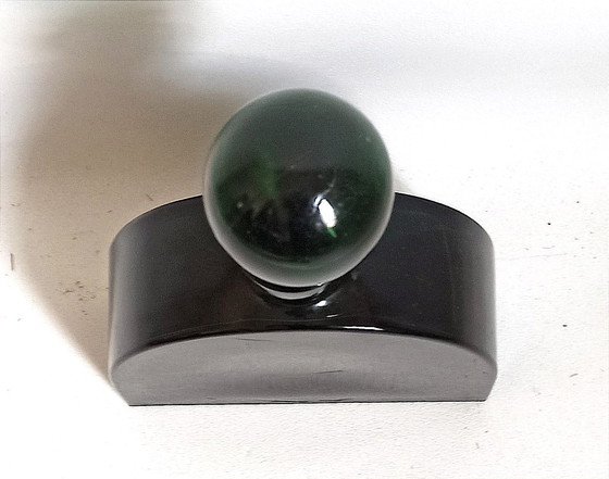 Image 1 of Dark Green Bottle Molded Glass 70's Height 28,5 Cm