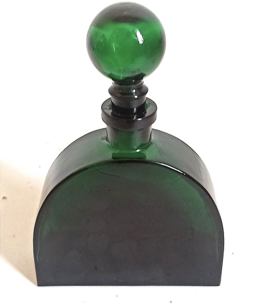 Dark Green Bottle Molded Glass 70's Height 28,5 Cm