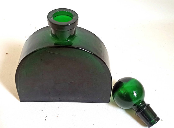 Image 1 of Dark Green Bottle Molded Glass 70's Height 28,5 Cm