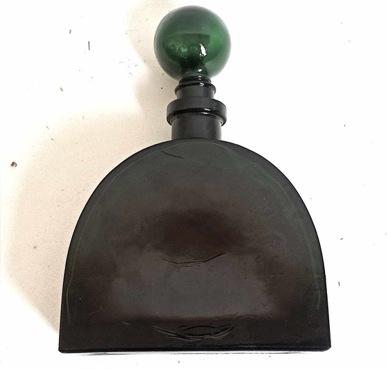 Image 1 of Dark Green Bottle Molded Glass 70's Height 28,5 Cm