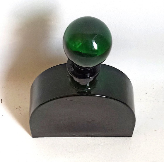 Image 1 of Dark Green Bottle Molded Glass 70's Height 28,5 Cm