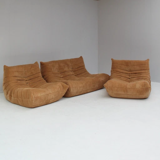 Light Brown Togo Set By Michel Ducaroy For Ligne Roset