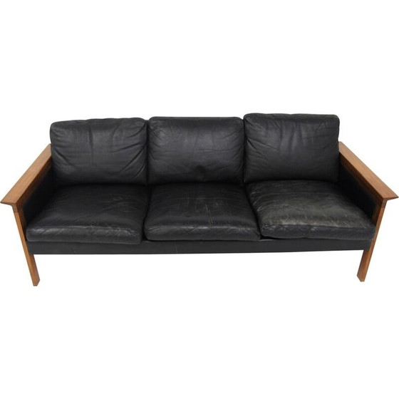 Image 1 of Vintage sofa in teak and leather piour Möbel-Ikéa, Sweden 1960s