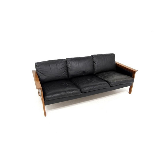 Image 1 of Vintage sofa in teak and leather piour Möbel-Ikéa, Sweden 1960s