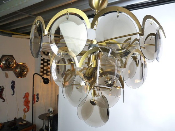 Image 1 of Vintage Vistosi Chandelier- 30 Faceted Discs