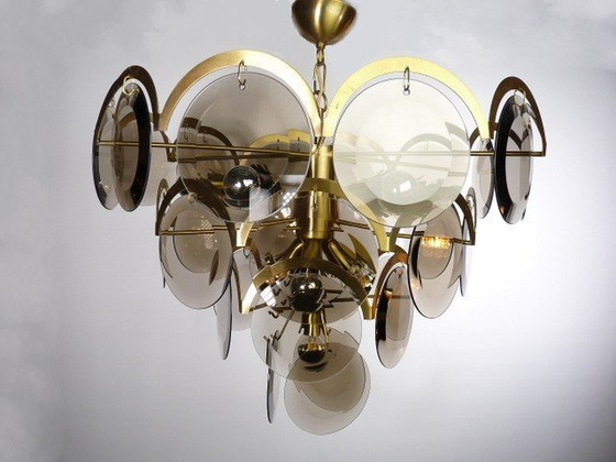 Image 1 of Vintage Vistosi Chandelier- 30 Faceted Discs