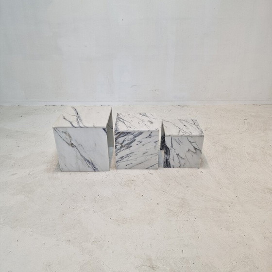 Image 1 of Set of 3 vintage marble nesting tables, Italy 1980
