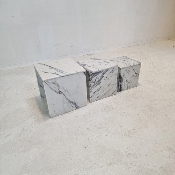 Image 1 of Set of 3 vintage marble nesting tables, Italy 1980