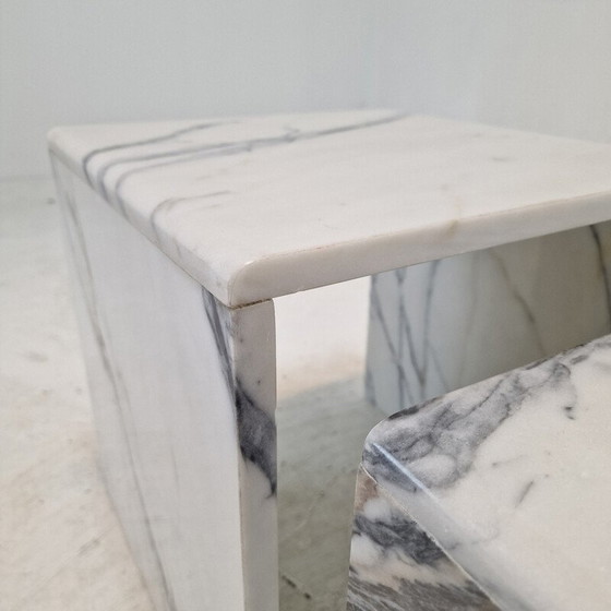 Image 1 of Set of 3 vintage marble nesting tables, Italy 1980