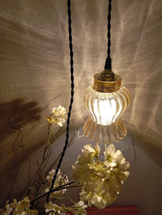 Image 1 of Lampada portatile vintage anni '70 in ambra Godronné