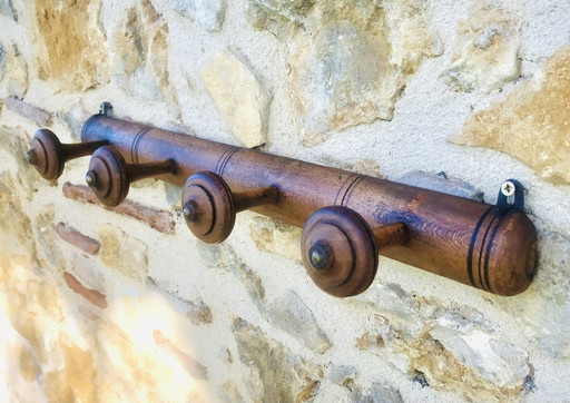 Mid-Century Faux Bamboo Wall Mounted Coat Rack, 1960S